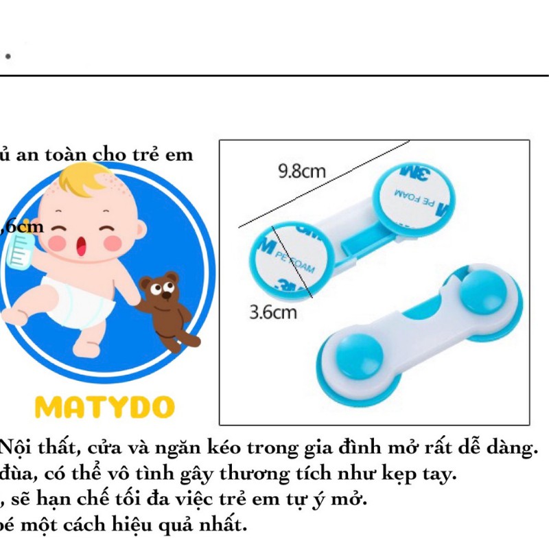 Khóa tủ lạnh chặn cửa MATYDO chống kẹp cao cấp nhỏ ngọn chắc chắn an toàn cho bé MT15