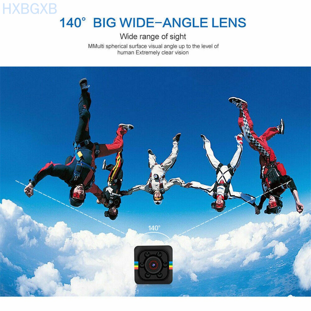 HXBG HD 960P Action Camera Outdoor Sports Night View One-key Lock DV Camera 140 Degrees Wide Angle, Black