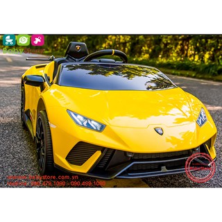 Ô tô điện trẻ em siêu xe bản quyền Lamborghini Huracan S308( 4 động cơ, bánh cao su, ghế da)