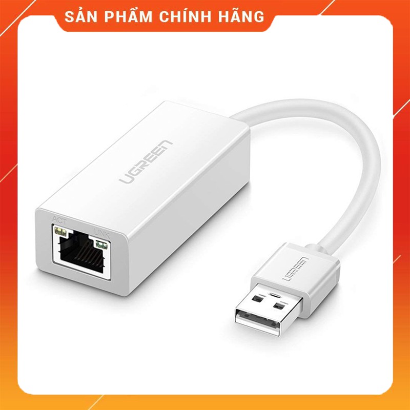 Cáp USB 2.0 to Lan RJ45 tốc độ 10/100Mbps Ugreen 20253 (Màu trắng)