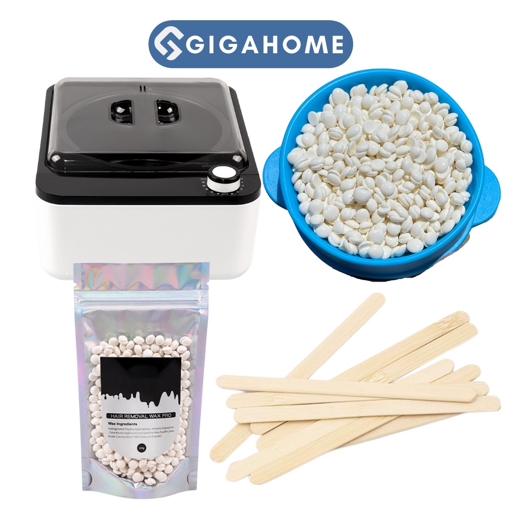 Combo Nồi Nấu Sáp Wax Lông Chống Dính + 100gr Sáp Cao Cấp Tặng Kèm 5 Que Gỗ GIGAHOME