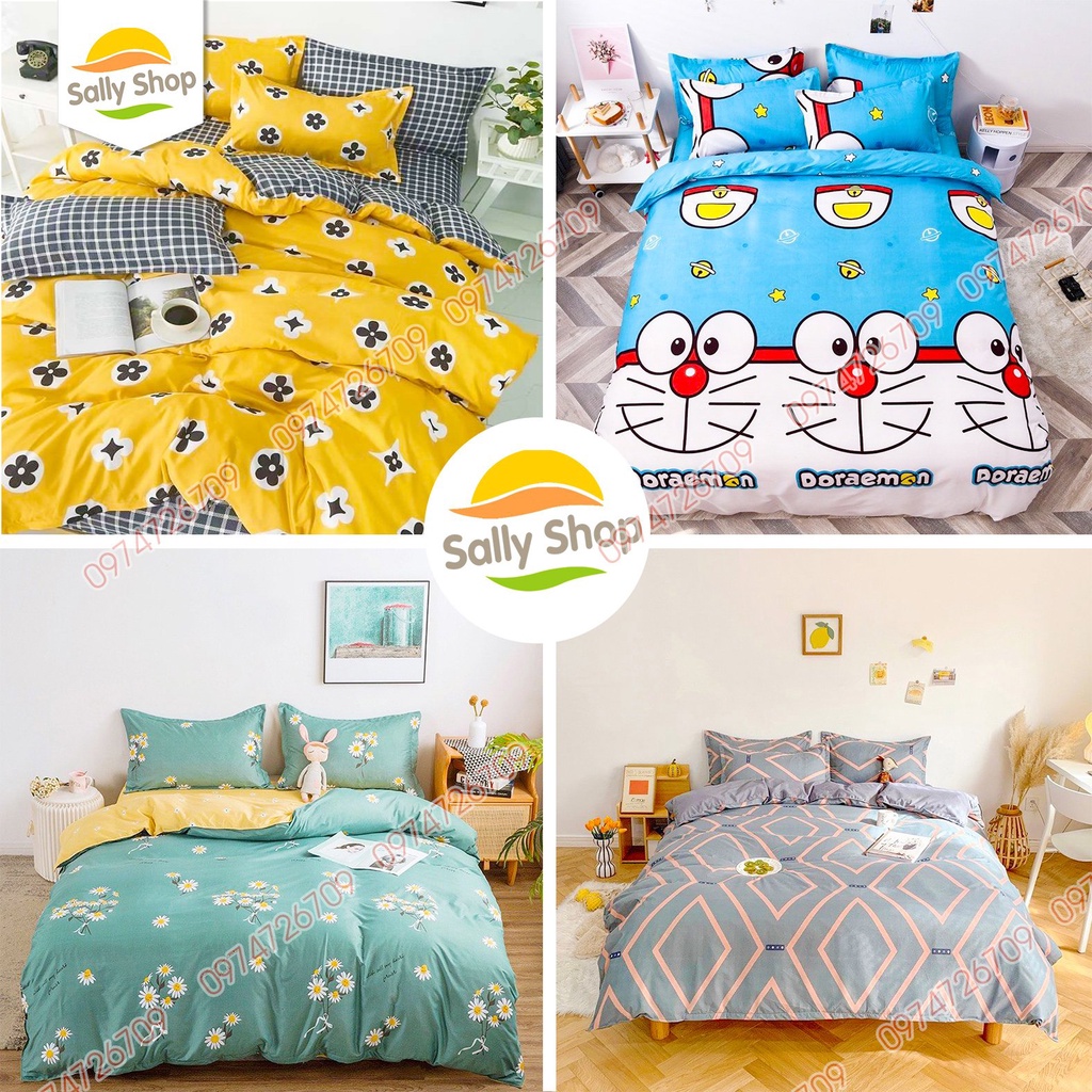 Trọn Bộ 4 Món Chăn, Mền Ga Gối Cotton Poly Nhập Các Mẫu Kẻ Caro (Đủ Kích Thước) [TH]
