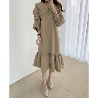 [GIÁ DỌN KHO - KHÔNG THỂ RẺ HƠN NỮA] Váy nữ dáng dài đuôi cá, tay áo lồng đèn - cổ áo hải quân phong cách retro - V32