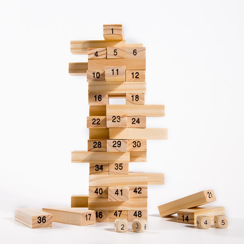 Đồ chơi rút gỗ Tomcity kích thước 18cm 54 thanh dành cho bạn nhỏ và gia đình