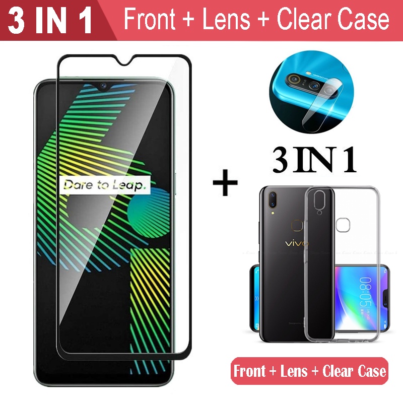 Kính cường lực 9H 3 trong 1 cho VIVO Y11 V19 V17 Y9S Y7S Y50 Y15 2020 Y81 Y83 Y89 Y12 Y17