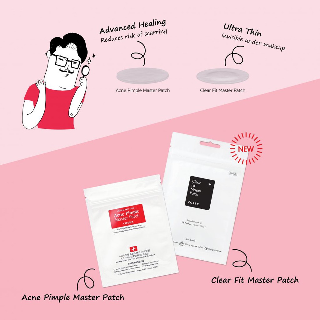 Miếng Dán Mụn Cosrx Acne Pimple/Clear Fit Master Patch - màu đen và đỏ