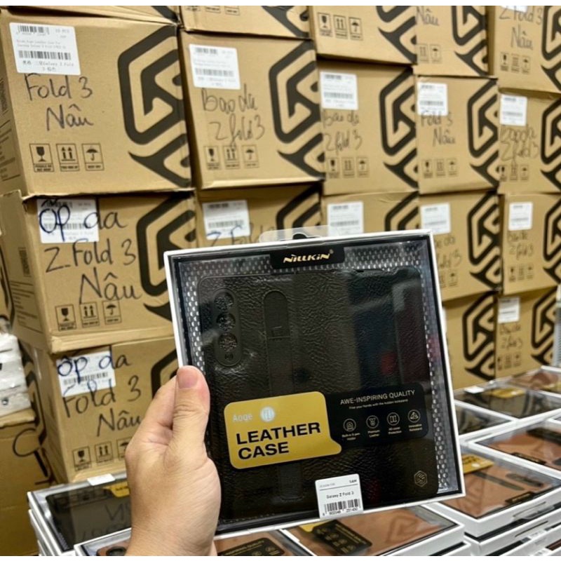 Bao da Samsung Z Fold 3 hãng Nillkin Aoge phong cách sang trọng cao cấp kèm khe cắm bút