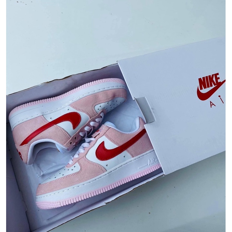 Giày Thể Thao Sneaker AF1 True love Valentine Custom Hồng vệt đỏ Nam Nữ Cao Cấp