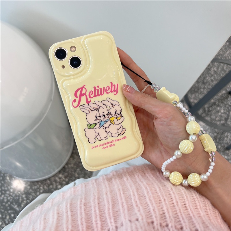 Ốp Điện Thoại Mềm Họa Tiết Thỏ Màu Vàng Sữa Phong Cách Hàn Quốc Cho IPhone 14 13 12 11 Pro Promax X Xs XR XSMAX 7 / 8plus XF1508