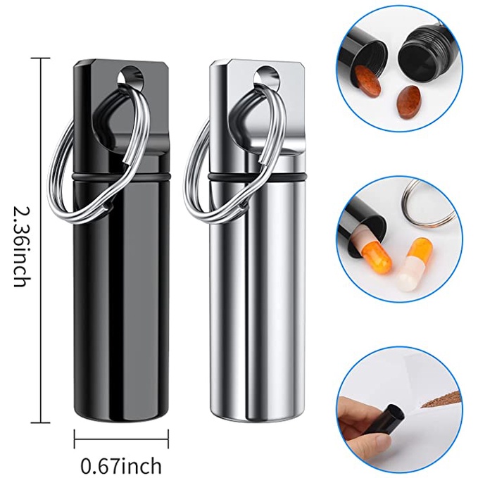Hộp đựng thuốc mini bằng hợp kim nhôm chống nước kèm móc khóa thời trang