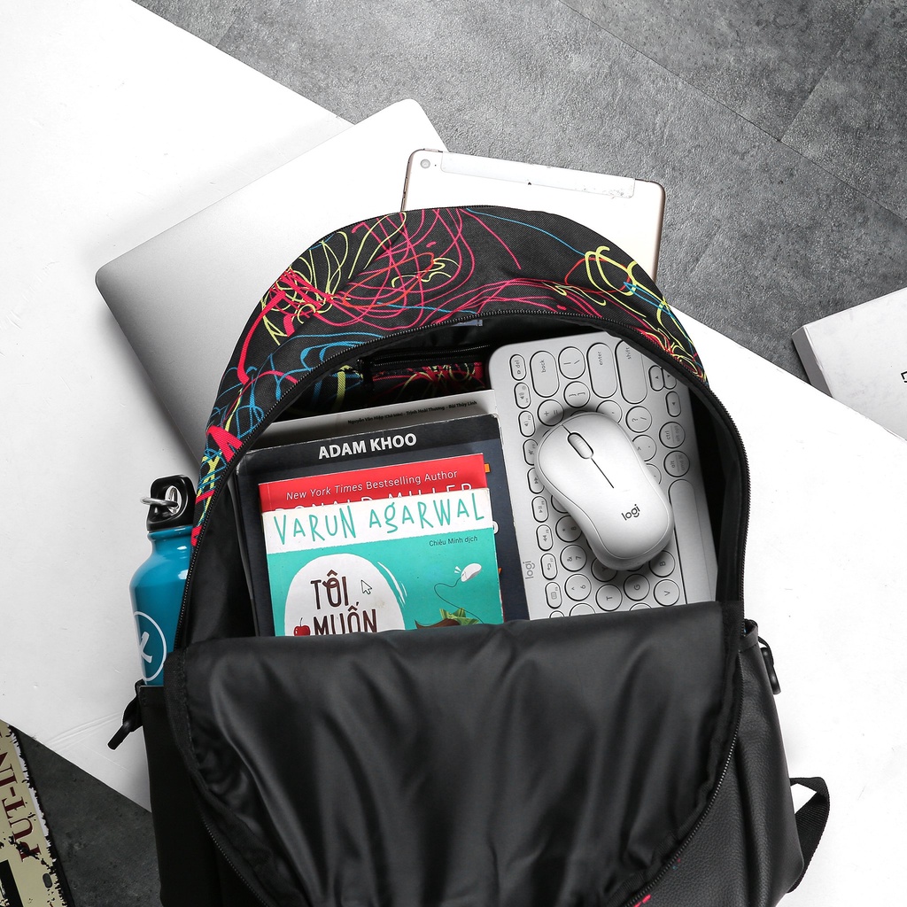 Balo Multicolor thời trang chống nước tốt có ngăn laptop 15,6icnh bảo hành trọn đời