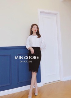 Chân váy bút chì phối ren