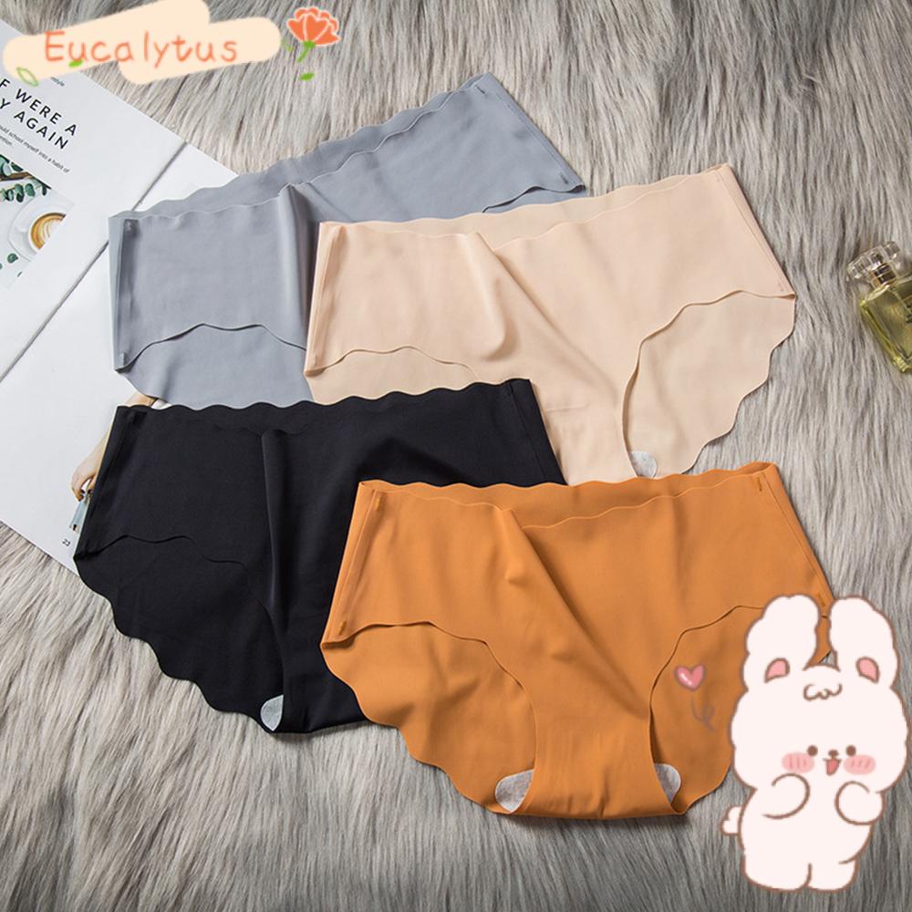 Eutus Quần Lót Trơn Màu Vải Lụa Satin Viền Bèo Thời Trang