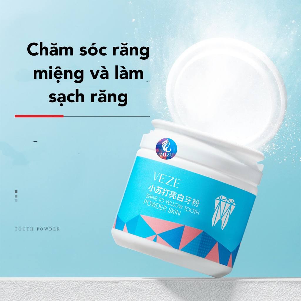 Bột đánh trắng răng Veze làm sạch mảng bám cải thiện tone răng mang lại hàm răng trắng sáng hơi thở thơm mát Winkbeauty