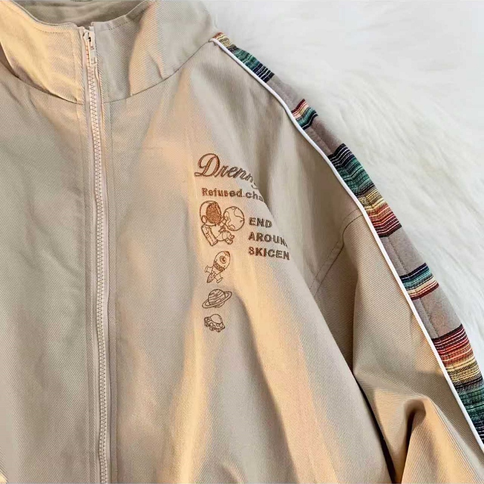 Áo Khoác Bóng Chày Dài Tay Thời Trang Dành Cho Nam Nữ Áo khoác bóng chày nữ in retro Áo khoác dây kéo chất lượng cao 2 lớp vải Áo khoác unisex