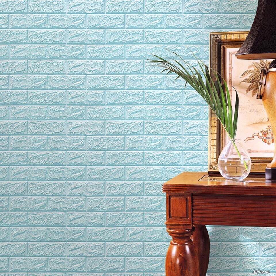 (Dày 5mm 70 x 77 cm) Xốp dán tường giả gạch màu xanh dương Amy shop