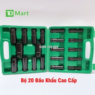 Bộ 20 đầu khẩu 1/2 loại dài Cao Cấp dùng cho máy siết bulong