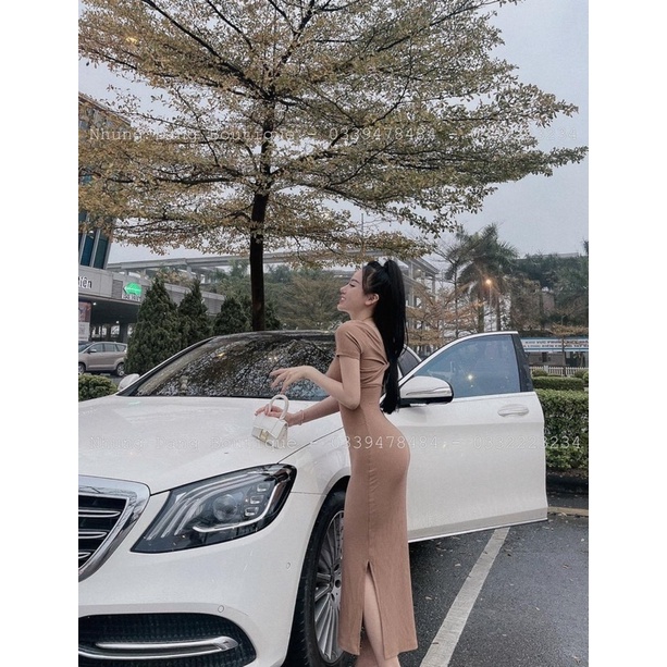 ĐẦM ÔM BODY DÁNG DÀI XOẮN LƯNG XẺ CẠNH CHẤT ĐẸP MS18624