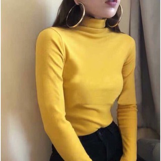 Áo giữ nhiệt nữ thun cổ 3 phân Màu Vàng