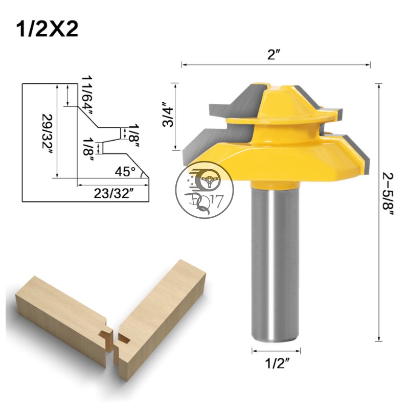 [ MŨI PHAY GHÉP VÁN GÓC VUÔNG COS 6LY3 VÀ 12LY7 ] MŨI SOI GHÉP GỖ 45 ĐỘ LOẠI LƯỠI HỢP KIM CHẤT LƯỢNG CAO