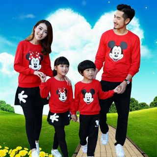 Áo gia đình thu đông màu đỏ, áo nỉ sweater chất đẹp mặc ấm
