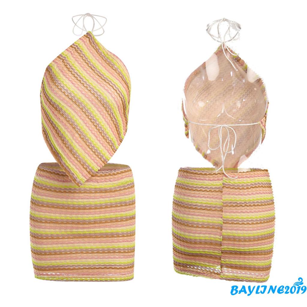 Set Áo 2 Dây Cột Cổ + Chân Váy Ngắn Màu Sắc Tương Phản Thời Trang Mùa Hè Cho Nữ