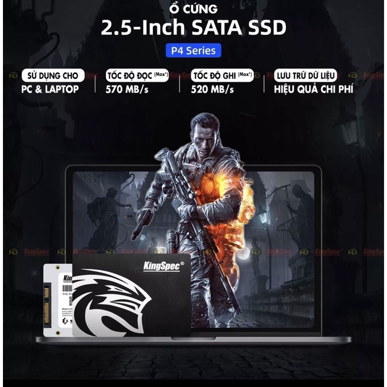 Ổ cứng SSD KingSpec 120GB , cho PC Laptop , P4 120G / SATA 2.5 - MỚI [ Chính Hãng ] | BigBuy360 - bigbuy360.vn