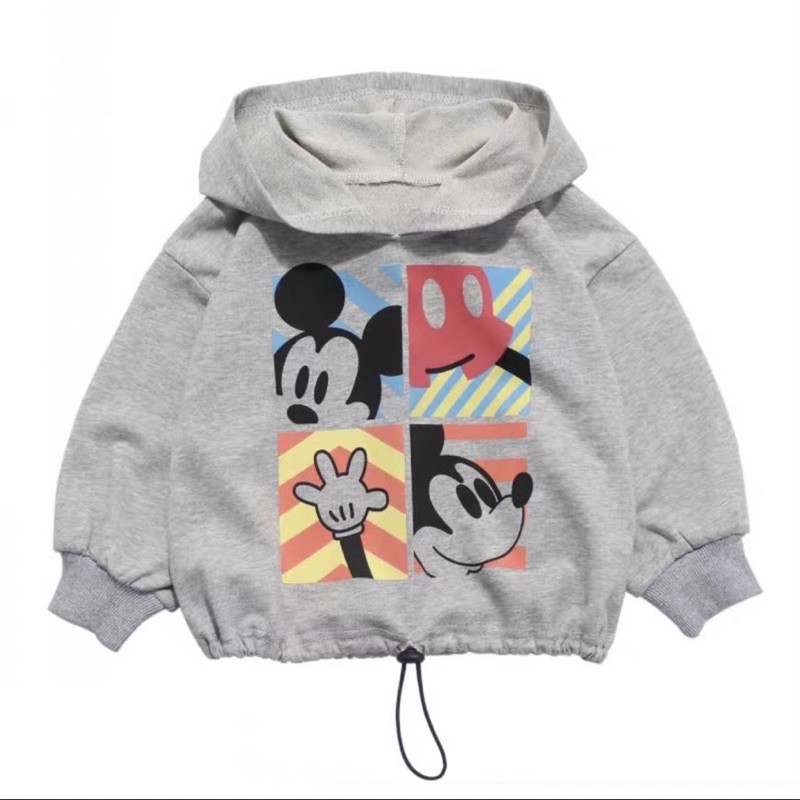 ÁO HOODIE BÉ NỈ DA CÁ MICKEY - XÁM BE HÀNG ĐẸP Y HÌNH