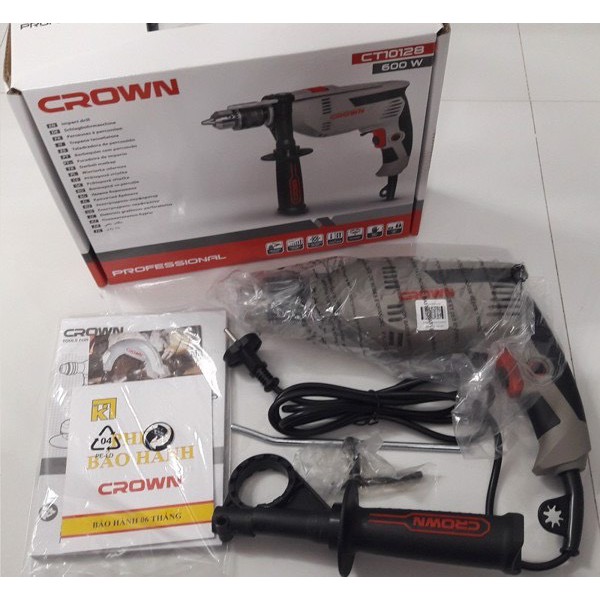 MÁY KHOAN CROWN 600W ĐẦU 13 LY CHÍNH HÃNG CT 10128