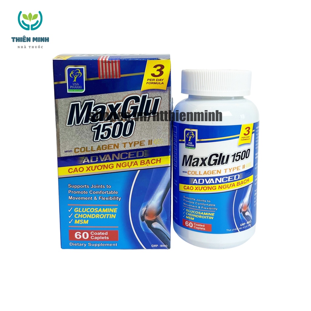 Viên uống MAXGLU 1500 bổ xung glucosamine hỗ trợ xương khớp – Hộp 60 viên