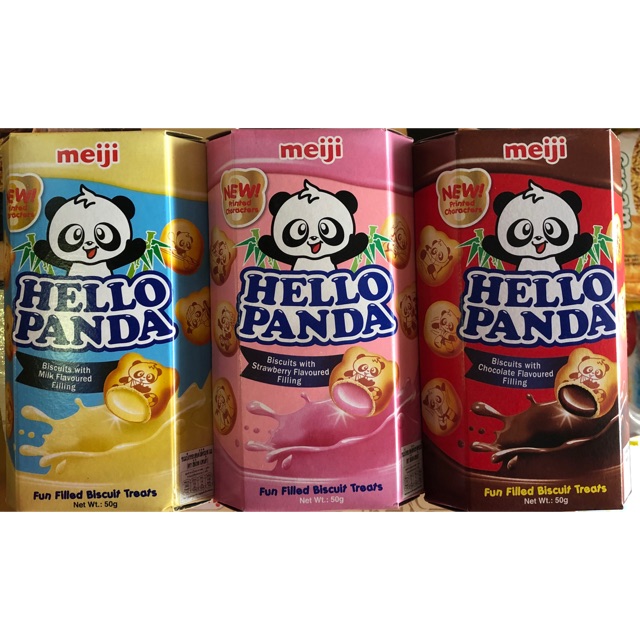 Bánh Gấu 🐻 HELLO PANDA meiji 50g (Vị Dâu, Vị Kem Sữa, Vị SôCôla)