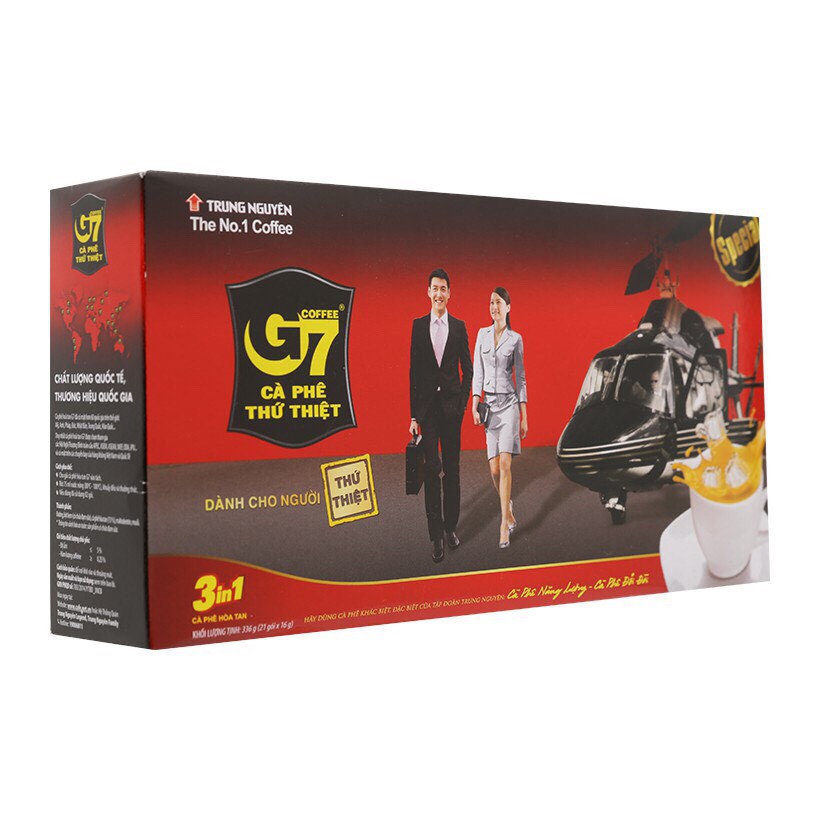 (có tem xác thực) Cà phê G7 - Cafe trung nguyên hòa tan 3in1 hộp 21 gói x 16g