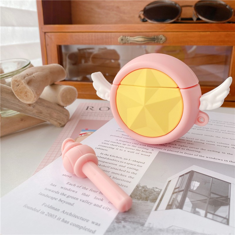 Vỏ bảo vệ hộp sạc tai nghe silicon mềm hình gậy phép cho AirPods Pro Airpods 1/2