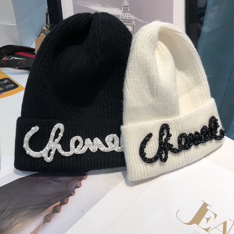Mũ len đính ngọc trai giả thời trang nữ tính