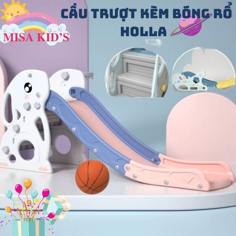 Cầu trượt cho bé, cầu trượt xích đu ô tô Bus đa năng cho bé FREE ship với cầu dài 1m70 mẫu mới 2022 Misakids