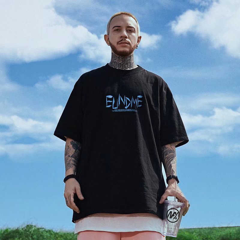 Áo Thun Tay Ngắn Dáng Rộng In Chữ Thời Trang Mùa Hè Phong Cách Hàn Quốc Cho Nam size M-8XL