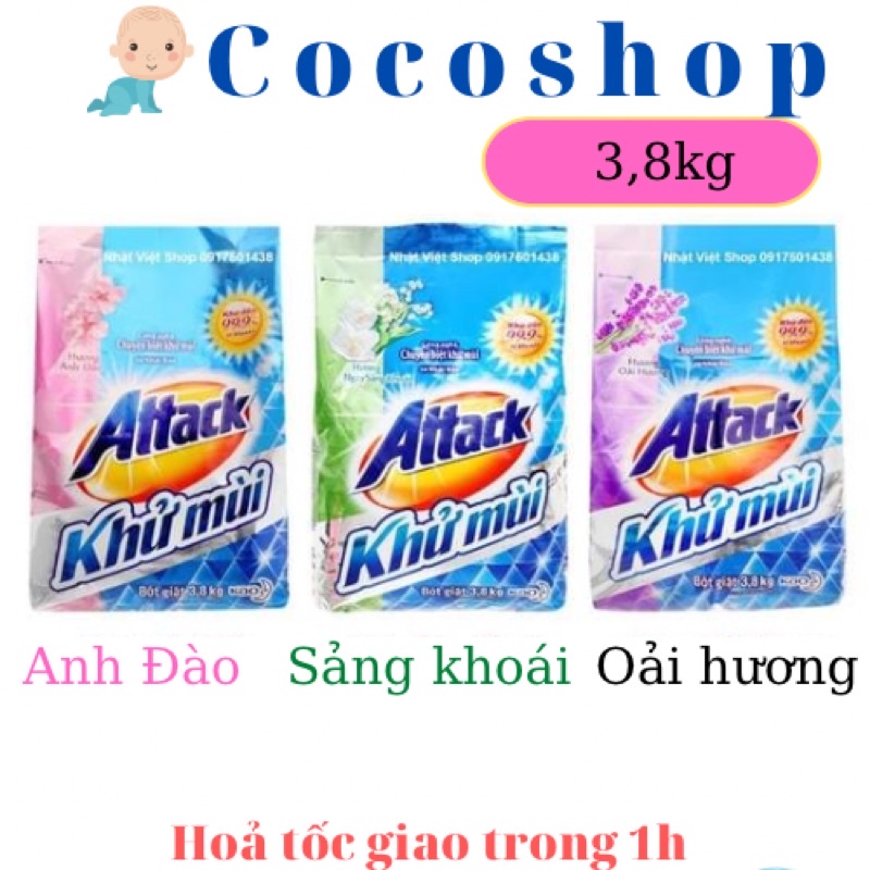 Bột Giặt Khử Mùi Actack Khử Mùi Anh Đào/ Sản Khoái/ Oải Hương 3,8kg