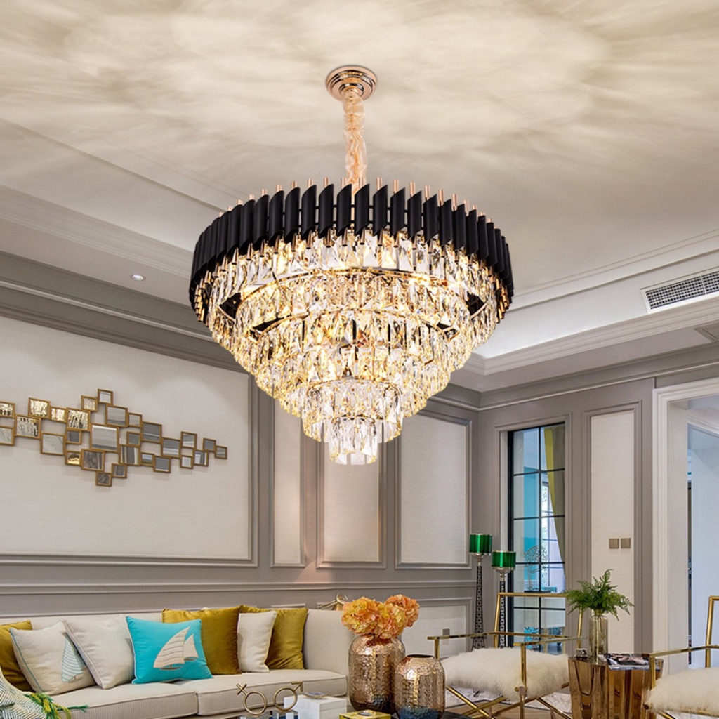 Đèn chùm pha lê cao cấp, SuperVilighting, THAPL-T-500-800, phong cánh châu Âu, Trang trí phòng khách sạn, Bảo hành 2 năm