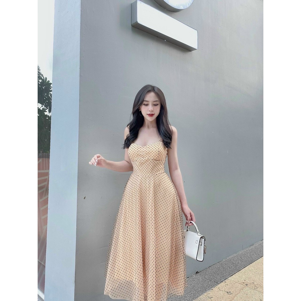Đầm Váy 2 Dây Nữ Chấm Bi( CÓ SẴN MÚT NGỰC) Thiết Kế Dáng Xòe Chít Eo Nhẹ Nhàng Nữ Tính Cho Nàng Đi Dạo Phố,đi Tiệc Mp57