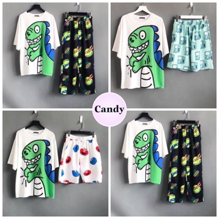 [ COMBO TIẾT KIỆM ] Set áo 3D Khủng Long + quần dài / short cartoon BMO Kaws Sesame Ninja Rùa Unisex