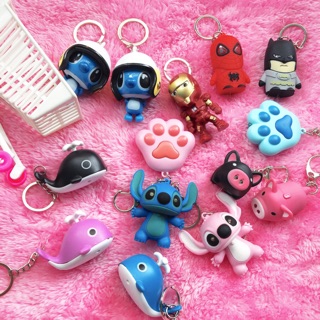 Móc khoá đèn led stick/ cá voi/ ironman / spiderman / siêu anh hùng/ heo hồng / cá heo/ batman/ tay gấu