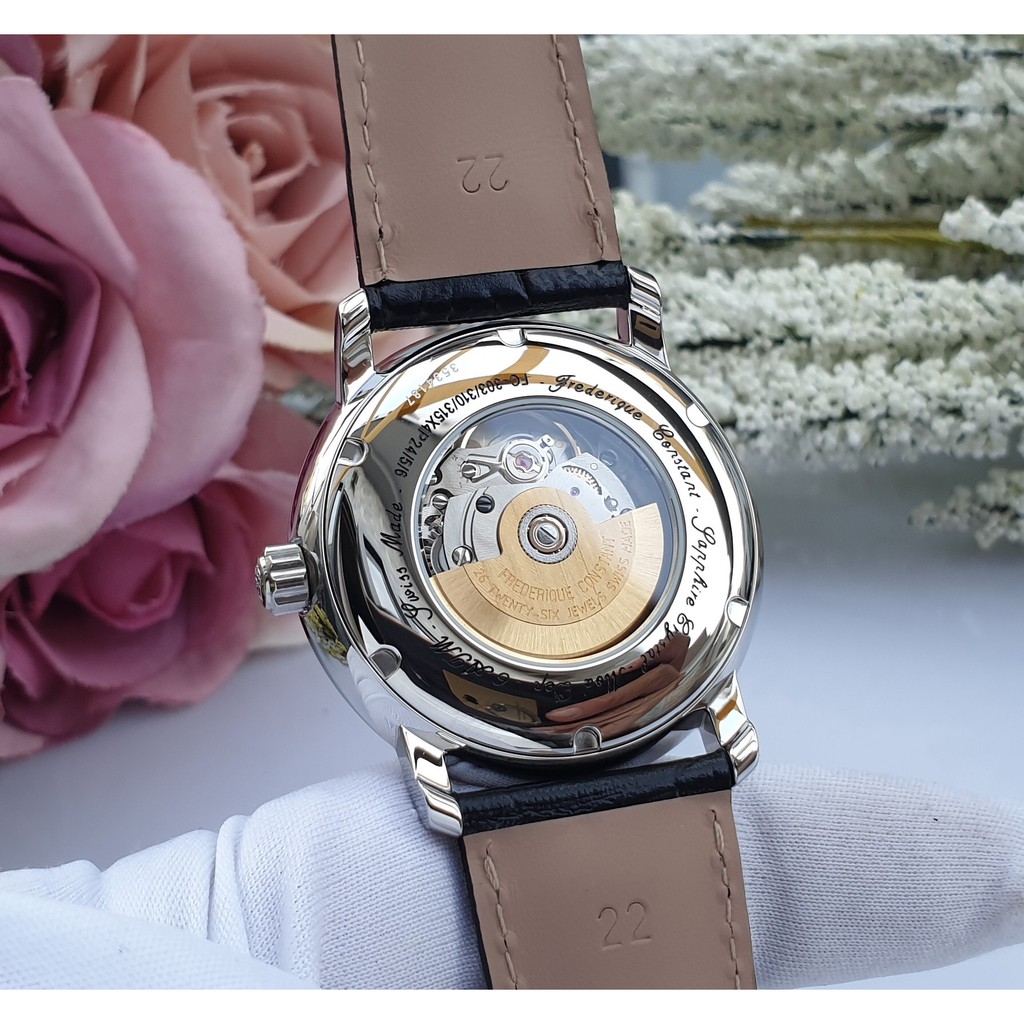 Đồng hồ nam Frederique Constant - Máy Quartz Pin Thụy Sĩ - Kính Sapphire - Dây da