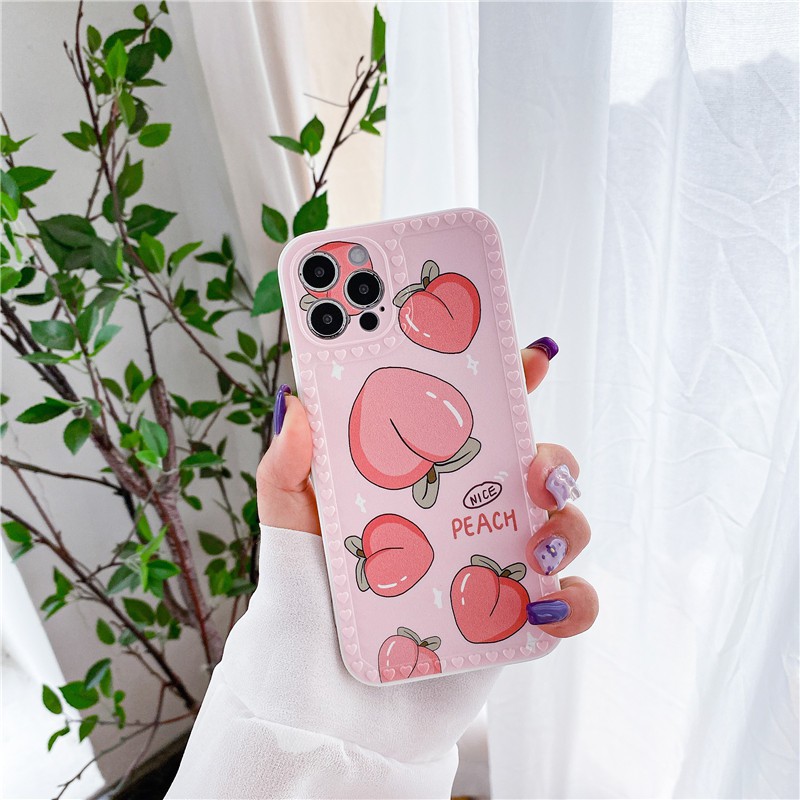 Ốp Điện Thoại Trái Tim Xinh Xắn Cho Iphone 6S PLUS12 PRO MAX Se 2020 6 S 7 8 Plus Xs Max Xr X 11 MINI peach design