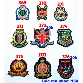 Sticker vải, patch ủi Huy hiệu mã 369-376