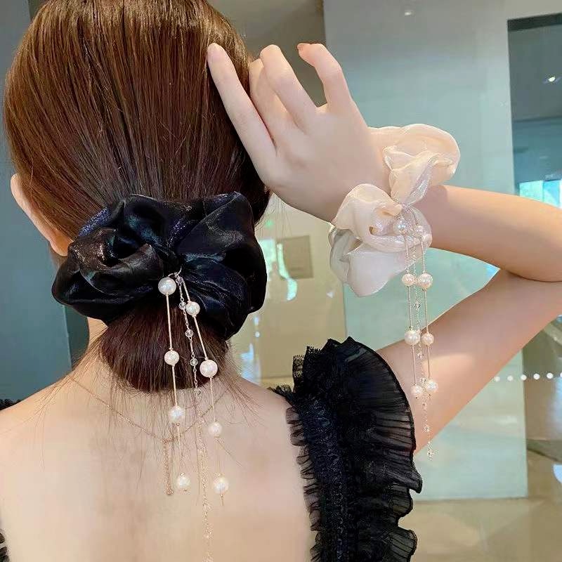 Dây Buộc Tóc Vải Satin Bản Lớn Màu Dạ Quang Phong Cách Hàn Quốc Thanh Lịch