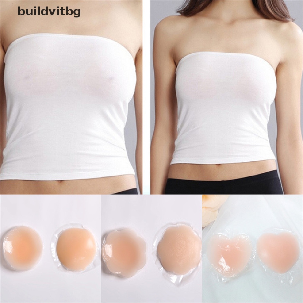 1 Cặp Miếng Dán Ngực Bằng Silicone Tự Dính Hình Trái Tim / Cánh Hoa