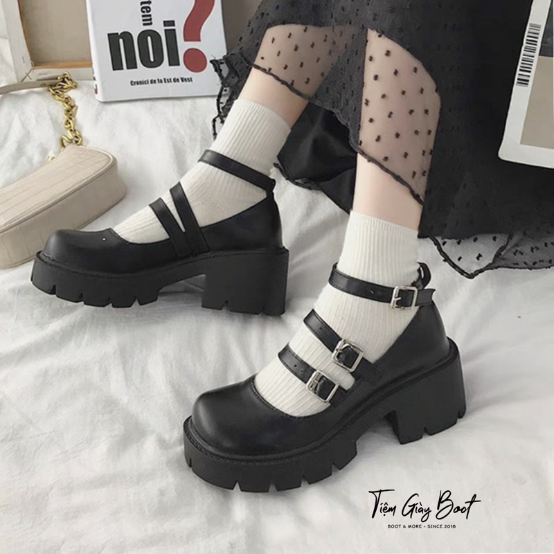 Giày cổ thấp lolita thiết kế 3 quai siêu đẹp mã CR01FREESHIP CÓ SẴN (Full box)