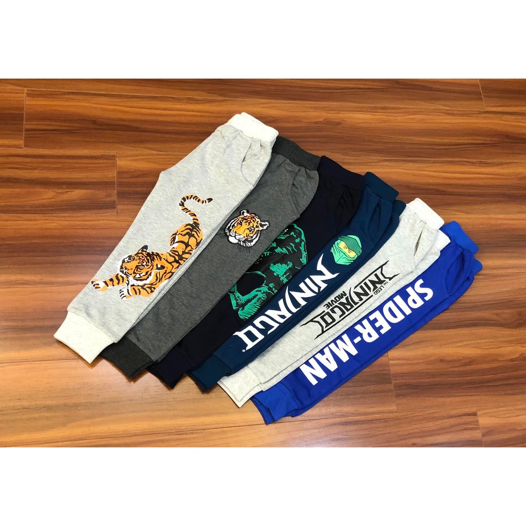 Quần nỉ jogger da cá size đại dành cho bé trai size từ 4 đến 12 tuổi (15 đến 40kg)