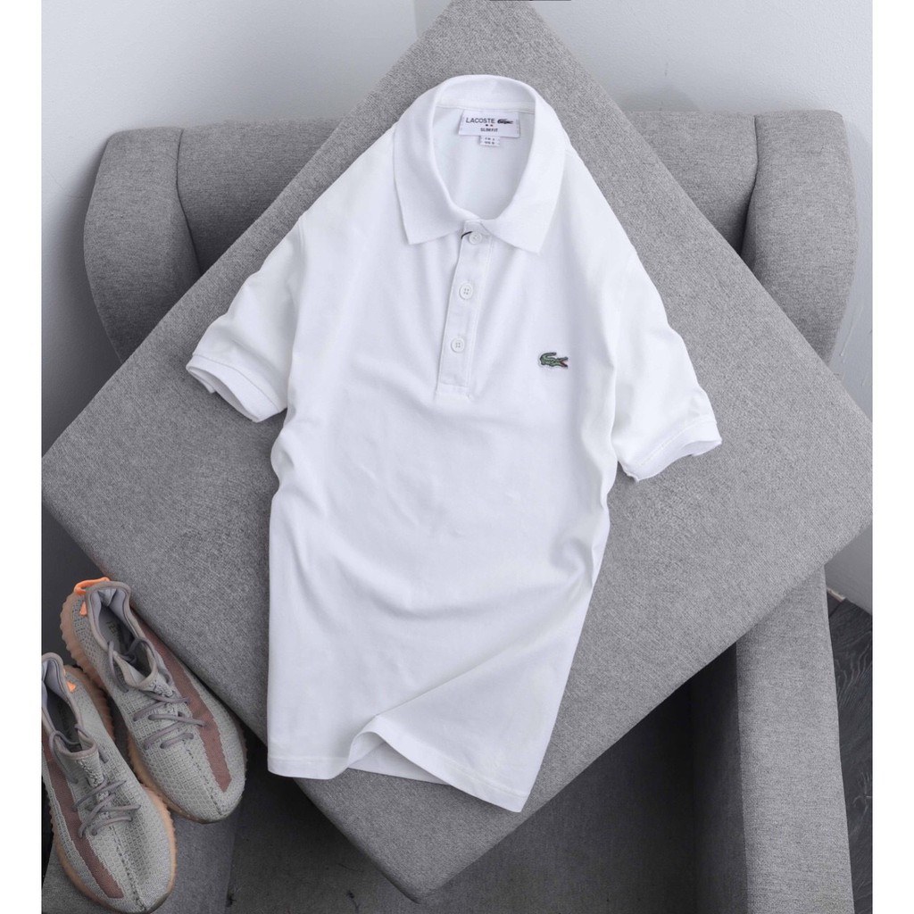 Áo Polo Lacoste Trắng Xịn Có Cổ  - Chất Liệu 100% Cotton Pique - Hàng nhập khẩu