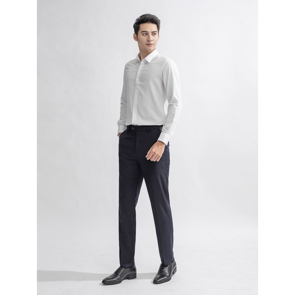 Quần Tây Nam Aristino ATRR05 Quần Âu Nam Màu Xanh Tím Than 72 Form Dáng Regular Cạp Tăng Đơ Chất Liệu Polyester